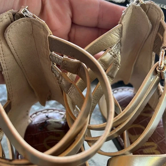 Sam Edelman Ganesa Gladiator Sandals Gold Strappy Flat Leather Women’s 8.5 - Picture 11 of 11